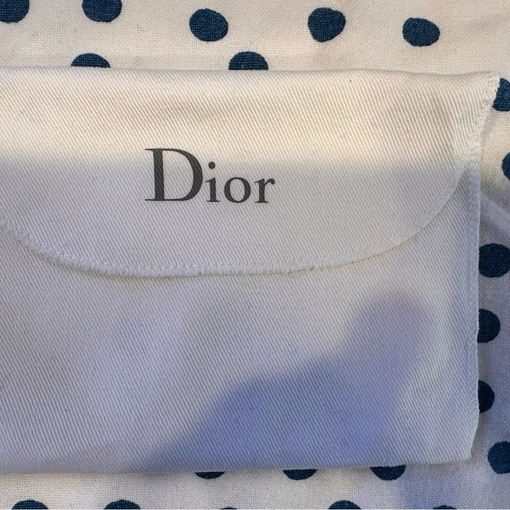 CHRISTIAN DIOR cherry patent leather wallet / card holder. Gold accents.